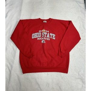 Vtg Y2K Ohio State Buckeyes 2004 Tostitos Fiesta Bowl Red Sweatshirt Size Large